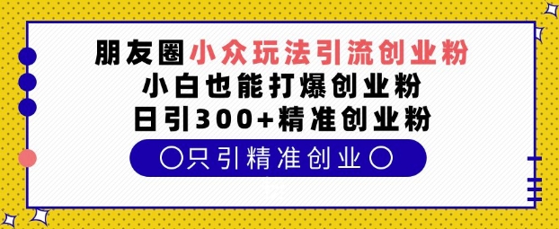 朋友圈小众玩法引流创业粉，小白也能打爆创业粉，日引300+精准创业粉【揭秘】-中创网_分享中创网创业资讯_最新网络项目资源-网创e学堂