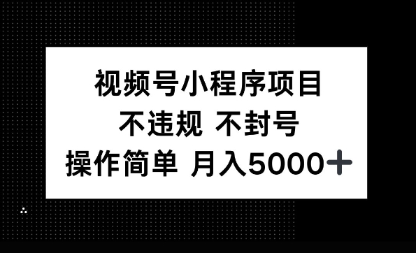 视频号小程序项目，不违规不封号，操作简单 月入5000+-中创网_分享中创网创业资讯_最新网络项目资源-网创e学堂