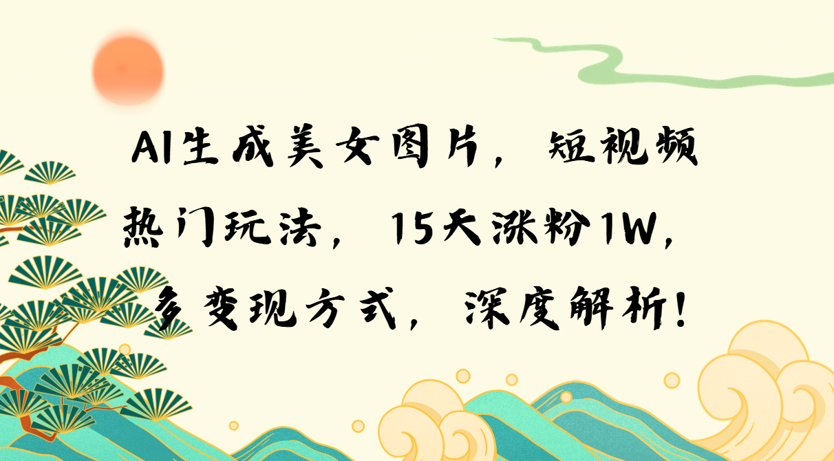 （13581期）AI生成美女图片，短视频热门玩法，15天涨粉1W，多变现方式，深度解析!-中创网_分享中创网创业资讯_最新网络项目资源-网创e学堂