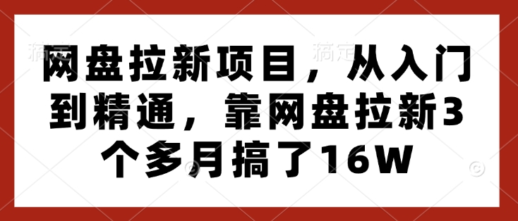 网盘拉新项目，从入门到精通，靠网盘拉新3个多月搞了16W-中创网_分享中创网创业资讯_最新网络项目资源-网创e学堂