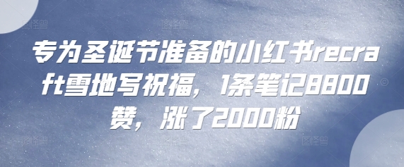 专为圣诞节准备的小红书recraft雪地写祝福，1条笔记8800赞，涨了2000粉-中创网_分享中创网创业资讯_最新网络项目资源-网创e学堂