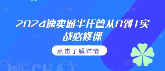 2024速卖通半托管从0到1实战必修课，掌握通投广告打法、熟悉速卖通半托管的政策细节-中创网_分享中创网创业资讯_最新网络项目资源-网创e学堂