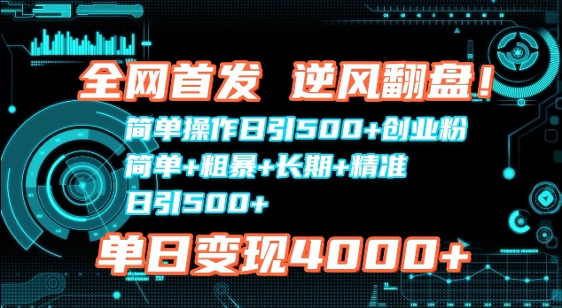 全网首发，简单操作日引500+创业粉，简单+粗暴+长期+精准-中创网_分享中创网创业资讯_最新网络项目资源-网创e学堂