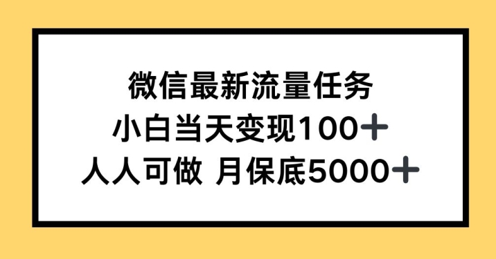 微信最新流量任务，小白当天变现100+，人人可做-中创网_分享中创网创业资讯_最新网络项目资源-网创e学堂