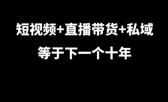 短视频+直播带货+私域等于下一个十年，大佬7年实战经验总结-中创网_分享中创网创业资讯_最新网络项目资源-网创e学堂