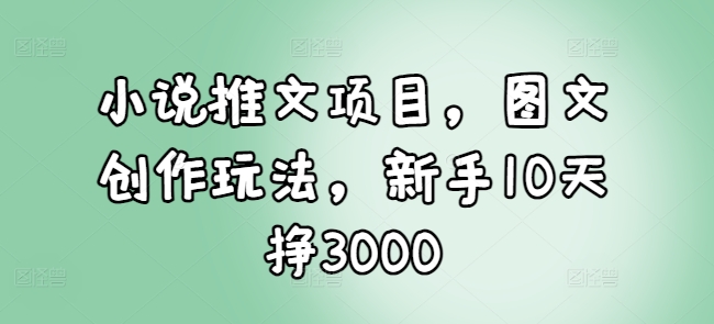 小说推文项目，图文创作玩法，新手10天挣3000-中创网_分享中创网创业资讯_最新网络项目资源-网创e学堂