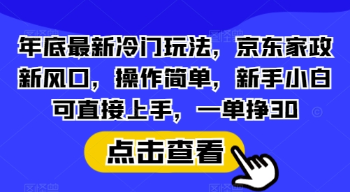 年底最新冷门玩法，京东家政新风口，操作简单，新手小白可直接上手，一单挣30【揭秘】-中创网_分享中创网创业资讯_最新网络项目资源-网创e学堂