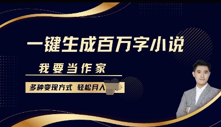 我要当作家，一键生成百万字小说，多种变现方式，轻松月入过W+-中创网_分享中创网创业资讯_最新网络项目资源-网创e学堂