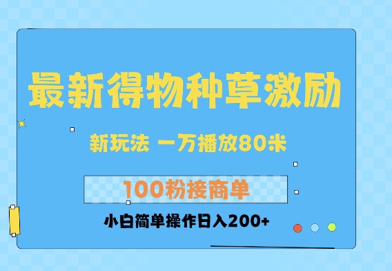 最新得物创作者收益玩法，一万播放100+，后续接广告变现，小白简单操作日入200+-中创网_分享中创网创业资讯_最新网络项目资源-网创e学堂