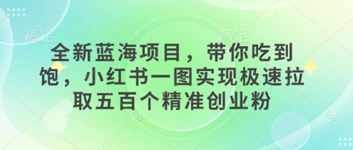 全新蓝海项目，带你吃到饱，小红书一图实现极速拉取五百个精准创业粉-中创网_分享中创网创业资讯_最新网络项目资源-网创e学堂