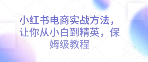 小红书电商实战方法，让你从小白到精英，保姆级教程-中创网_分享中创网创业资讯_最新网络项目资源-网创e学堂