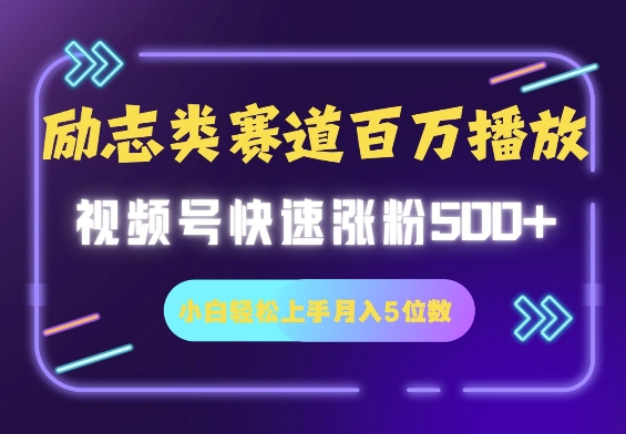 励志类赛道也能百万播放，快速涨粉500+视频号变现月入5位数-中创网_分享中创网创业资讯_最新网络项目资源-网创e学堂