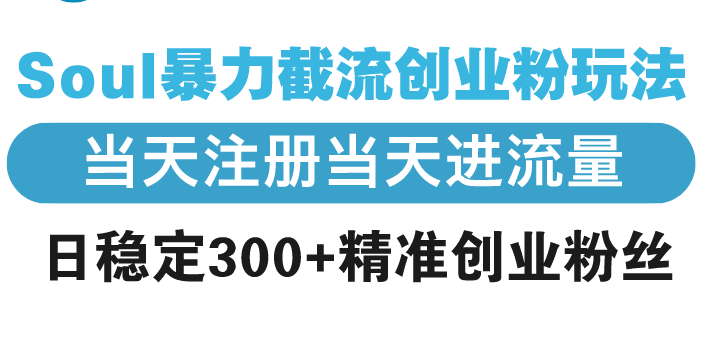 （13935期）Soul暴力截流创业粉玩法，当天注册当天进流量，日稳定300+精准创业粉丝-中创网_分享中创网创业资讯_最新网络项目资源-网创e学堂