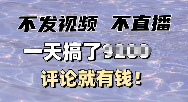 不发作品不直播，评论就有钱，一条最高10块，一天搞多张-中创网_分享中创网创业资讯_最新网络项目资源-网创e学堂