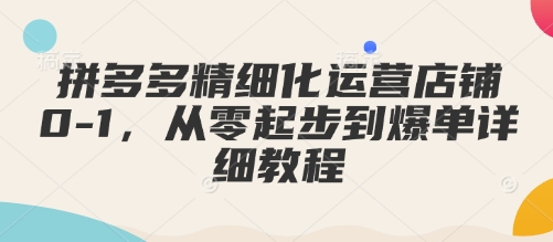 拼多多精细化运营店铺0-1，从零起步到爆单详细教程-中创网_分享中创网创业资讯_最新网络项目资源-网创e学堂