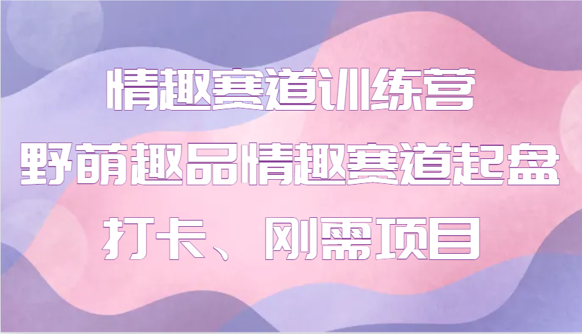 情趣赛道训练营 野萌趣品情趣赛道起盘打卡、刚需项目-中创网_分享中创网创业资讯_最新网络项目资源-网创e学堂