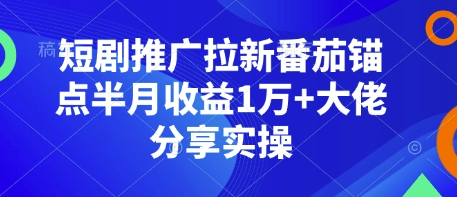 短剧推广拉新番茄锚点半月收益1万+大佬分享实操-中创网_分享中创网创业资讯_最新网络项目资源-网创e学堂