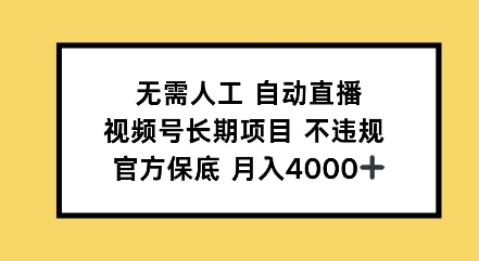 无需人工自动直播，视频号长期项目不违规，官方保底月入4000左右-中创网_分享中创网创业资讯_最新网络项目资源-网创e学堂