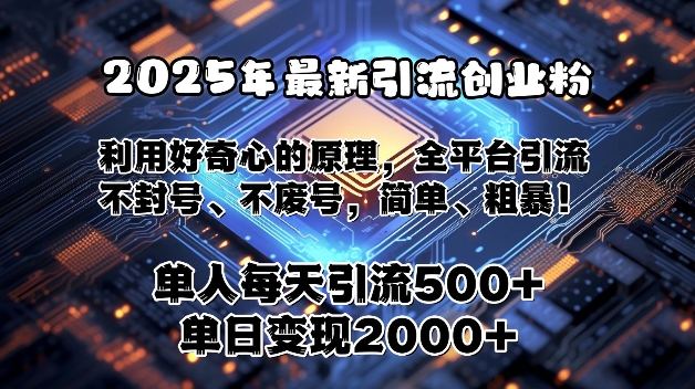 2025年最新引流创业粉，利用好奇心的原理，全平台引流，不封号、不废号，简单、粗暴-中创网_分享中创网创业资讯_最新网络项目资源-网创e学堂