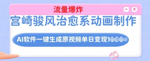 宫崎骏风治愈系动画制作，AI软件一键生成原创视频流量爆炸，单日变现多张，详细实操流程-中创网_分享中创网创业资讯_最新网络项目资源-网创e学堂