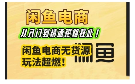 闲鱼电商实战课，从入门到精通秘籍在此，闲鱼电商无货源玩法超燃!-中创网_分享中创网创业资讯_最新网络项目资源-网创e学堂