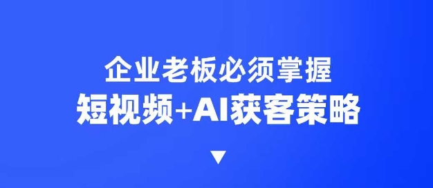 企业短视频AI获客霸屏流量课，6步短视频+AI突围法，3大霸屏抢客策略-中创网_分享中创网创业资讯_最新网络项目资源-网创e学堂