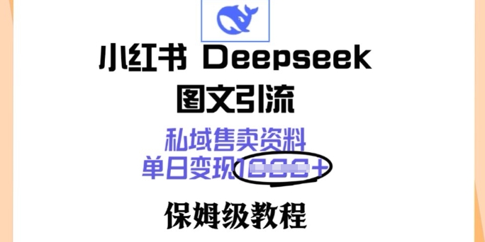 小红书Deepseek图文引流，私域售卖资料，单日变现多张，保姆级教程-中创网_分享中创网创业资讯_最新网络项目资源-网创e学堂