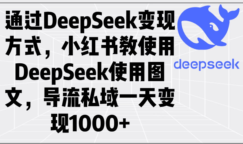 （14179期）通过DeepSeek变现方式，小红书教使用DeepSeek图文，导流私域一天变现1000+-中创网_分享中创网创业资讯_最新网络项目资源-网创e学堂