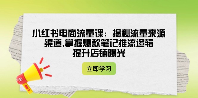 （14318期）小红书电商流量课：揭秘流量来源渠道,掌握爆款笔记推流逻辑,提升店铺曝光-中创网_分享中创网创业资讯_最新网络项目资源-网创e学堂