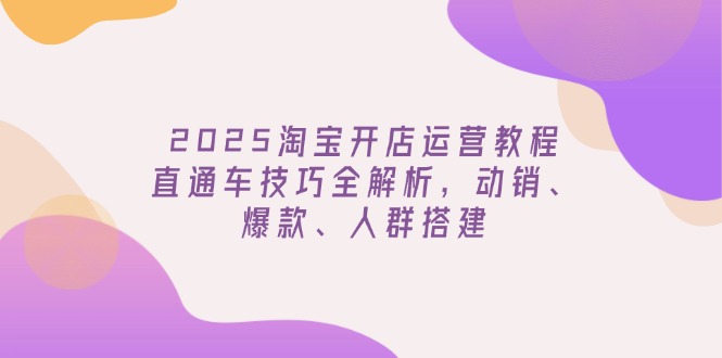 （14389期）2025淘宝开店运营教程更新，直通车技巧全解析，动销、爆款、人群搭建-中创网_分享中创网创业资讯_最新网络项目资源-网创e学堂