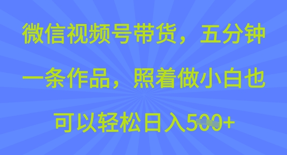 微信视频号带货，五分钟一条作品，照着做小白也可以轻松日入5张-中创网_分享中创网创业资讯_最新网络项目资源-网创e学堂