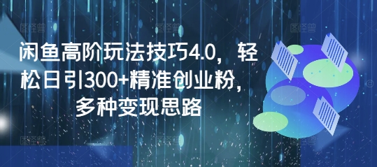 闲鱼高阶玩法技巧4.0，轻松日引300+精准创业粉，多种变现思路-中创网_分享中创网创业资讯_最新网络项目资源-网创e学堂