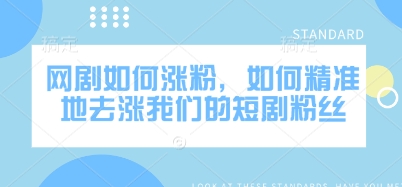 网剧如何涨粉，如何精准地去涨我们的短剧粉丝-中创网_分享中创网创业资讯_最新网络项目资源-网创e学堂