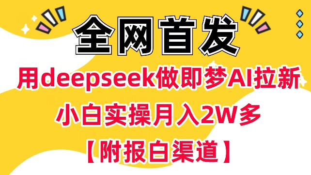 用deepseek做即梦Ai拉新 小白实操月入过W+【附报白渠道】-中创网_分享中创网创业资讯_最新网络项目资源-网创e学堂