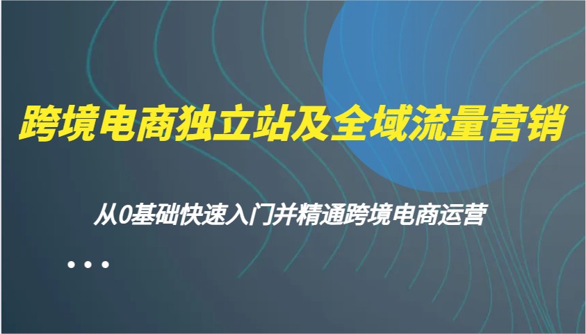 跨境电商独立站及全域流量营销，从0基础快速入门并精通跨境电商运营-中创网_分享中创网创业资讯_最新网络项目资源-网创e学堂