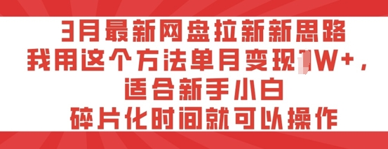 3月最新网盘拉新新思路，我用这个方法单月变现过W+，适合新手小白，碎片化时间就可以操作-中创网_分享中创网创业资讯_最新网络项目资源-网创e学堂