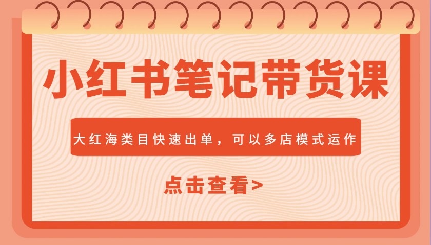 小红书笔记带货课，大红海类目快速出单，市场大，可以多店模式运作-中创网_分享中创网创业资讯_最新网络项目资源-网创e学堂